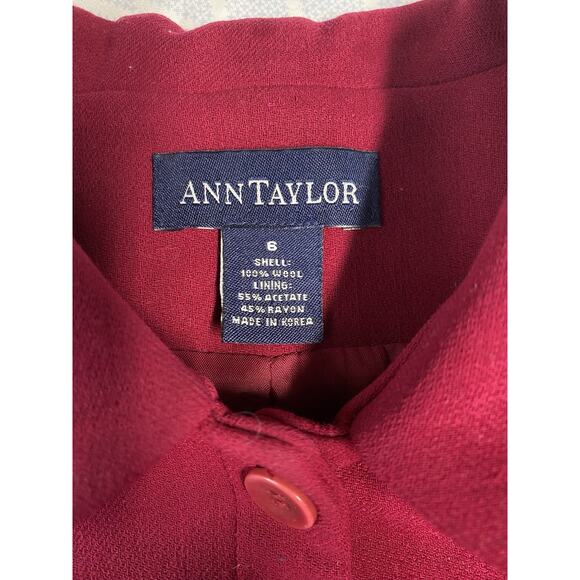 ANN TAYLOR Wool Blazer Size 6 Pants 8 Suit Set Womens Magenta Pink Career Lined - Picture 4 of 16